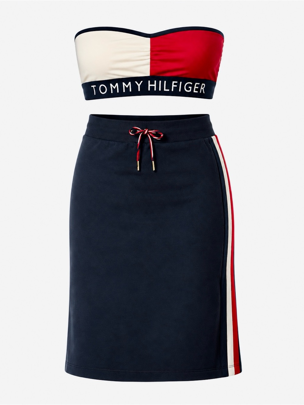 Tommy Hilfiger Matching Set | Large | NWOT Skirt + Logo Bandeau Tube Top | Prepp - Picture 2 of 10